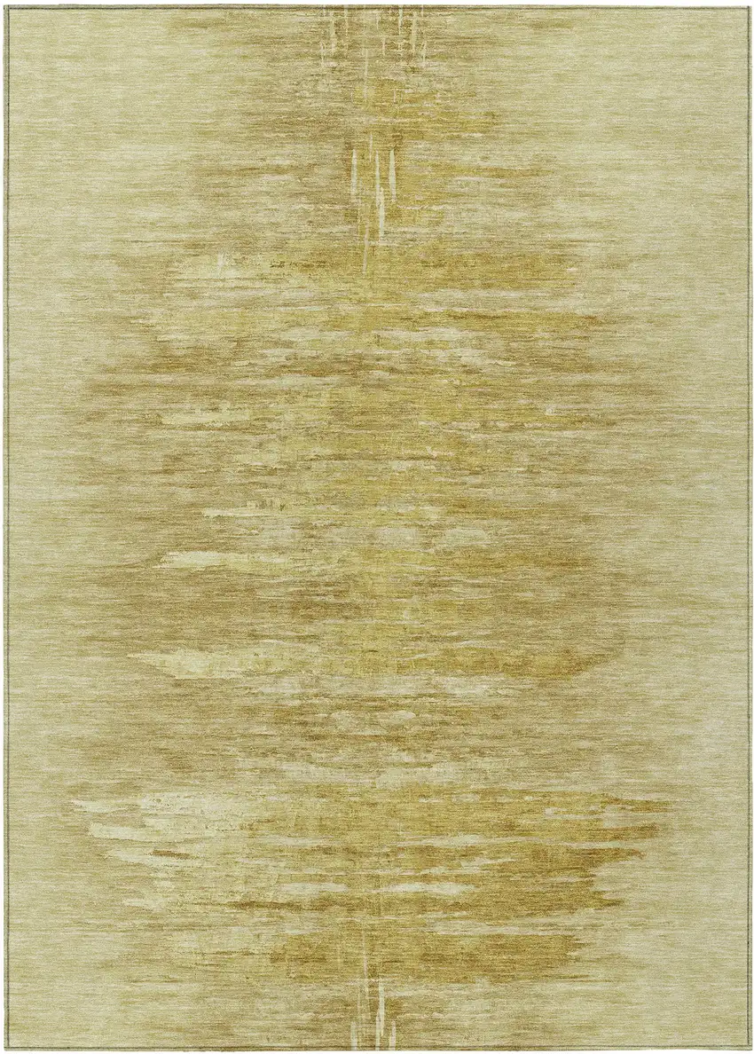 Gold And Wheat Abstract Washable Indoor Outdoor Area Rug Photo 2