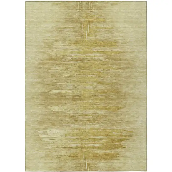 Gold And Wheat Abstract Washable Indoor Outdoor Area Rug Photo 2
