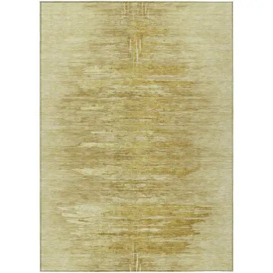 Gold And Wheat Abstract Washable Indoor Outdoor Area Rug Photo 2