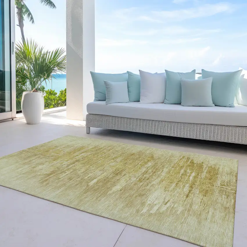 Gold And Wheat Abstract Washable Indoor Outdoor Area Rug Photo 8