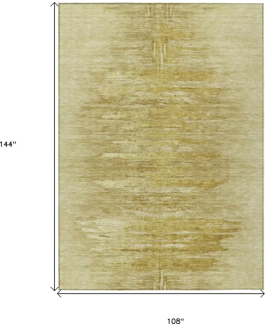 Gold And Wheat Abstract Washable Indoor Outdoor Area Rug Photo 3