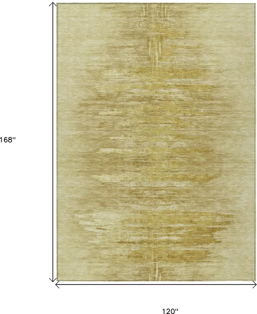 Gold And Wheat Abstract Washable Indoor Outdoor Area Rug Photo 3