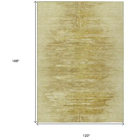 Gold And Wheat Abstract Washable Indoor Outdoor Area Rug Photo 3