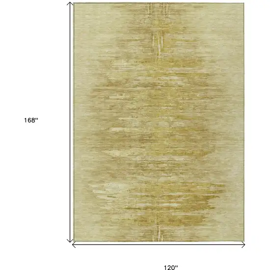 Gold And Wheat Abstract Washable Indoor Outdoor Area Rug Photo 3