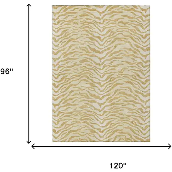Gold And Wheat Animal Print Washable Indoor Outdoor Area Rug Photo 6