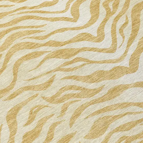 Gold And Wheat Animal Print Washable Indoor Outdoor Area Rug Photo 5