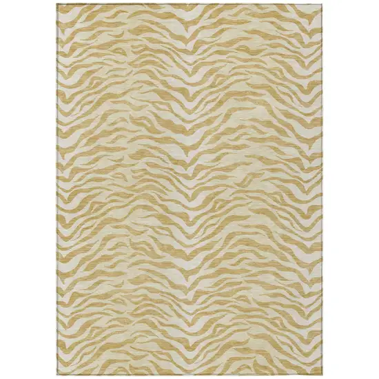 Gold And Wheat Animal Print Washable Indoor Outdoor Area Rug Photo 2