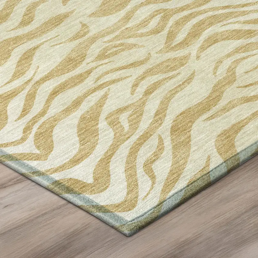 Gold And Wheat Animal Print Washable Indoor Outdoor Area Rug Photo 4