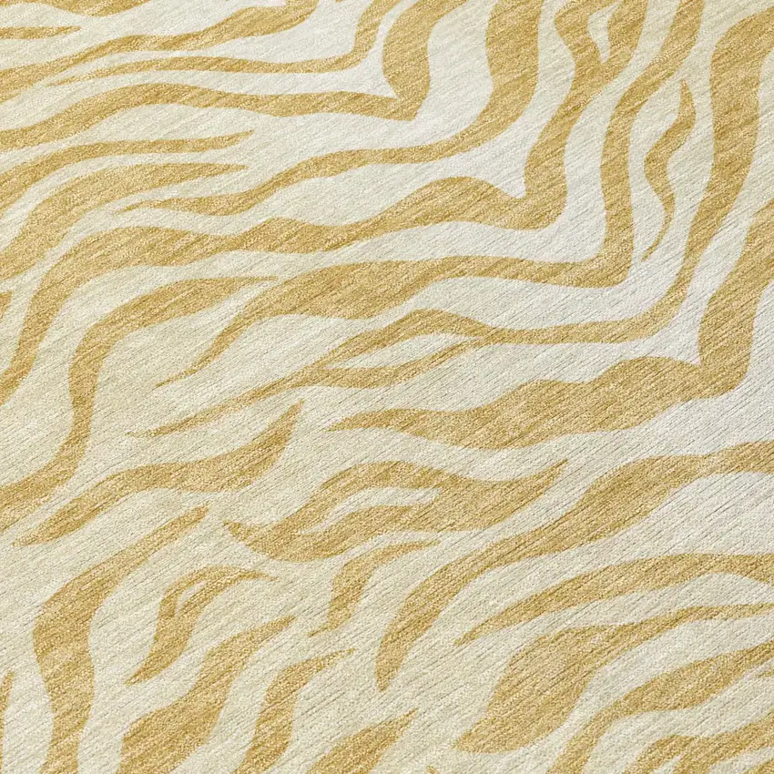 Gold And Wheat Animal Print Washable Indoor Outdoor Area Rug Photo 5