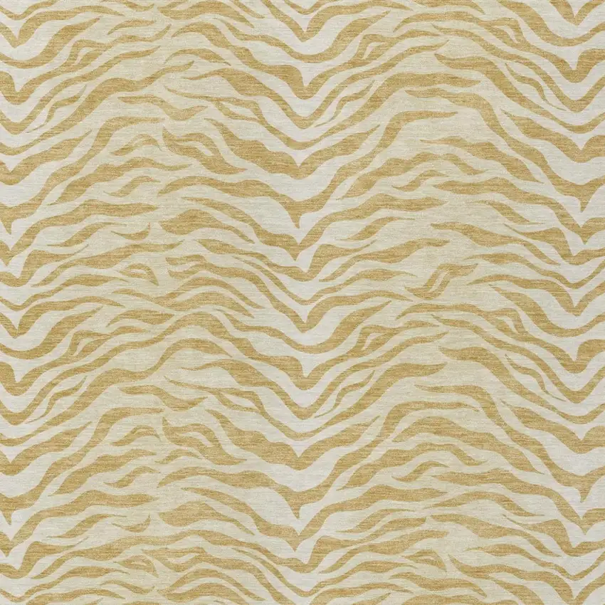 Gold And Wheat Animal Print Washable Indoor Outdoor Area Rug Photo 2