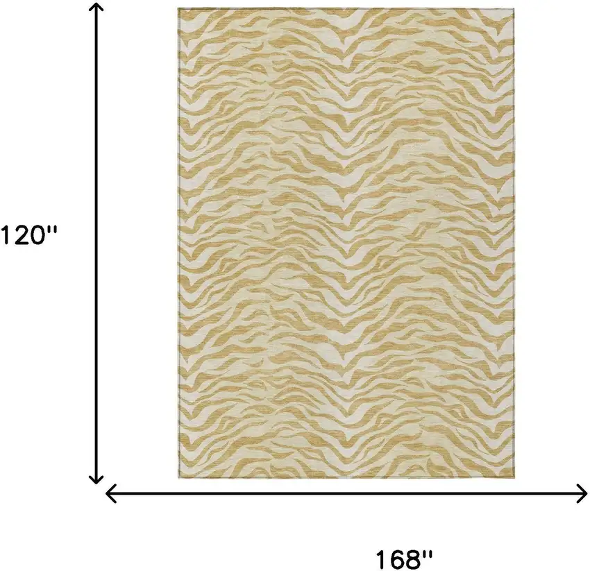 Gold And Wheat Animal Print Washable Indoor Outdoor Area Rug Photo 6