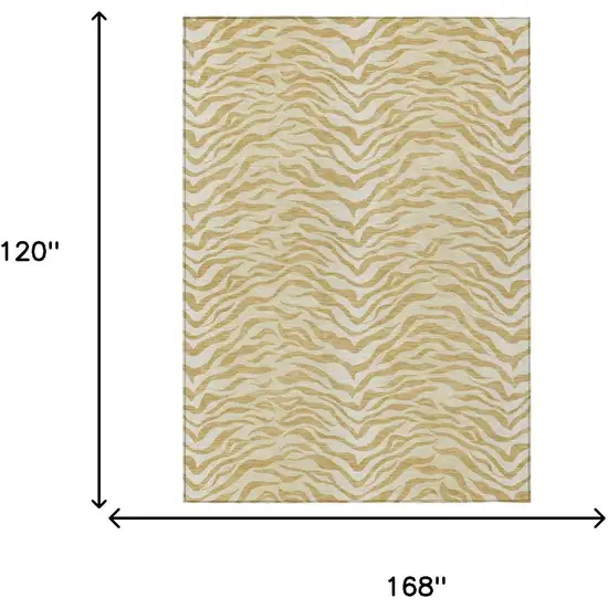 Gold And Wheat Animal Print Washable Indoor Outdoor Area Rug Photo 6