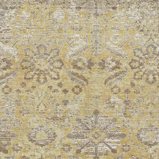 Gold And Wheat Damask Washable Indoor Outdoor Area Rug Photo 2