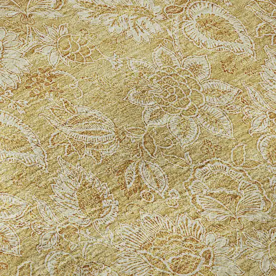 Gold And Wheat Floral Washable Area Rug With UV Protection Photo 9