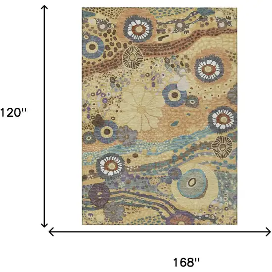 Gold And Wheat Floral Washable Indoor Outdoor Area Rug Photo 7