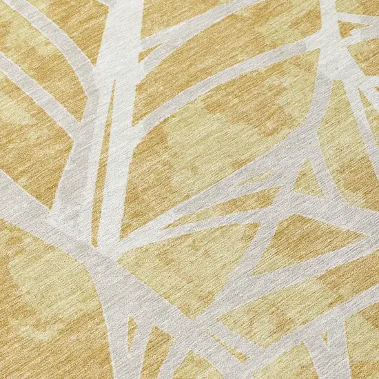 Gold And Wheat Floral Washable Indoor Outdoor Area Rug Photo 4