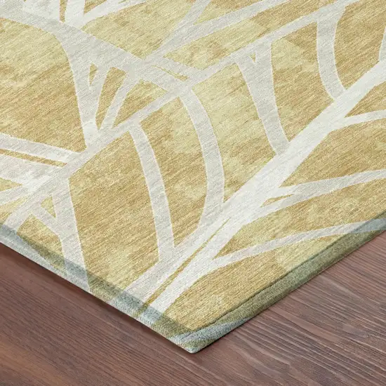 Gold And Wheat Floral Washable Indoor Outdoor Area Rug Photo 3