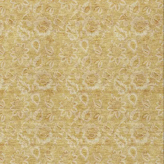 Gold And Wheat Floral Washable Indoor Outdoor Area Rug Photo 5