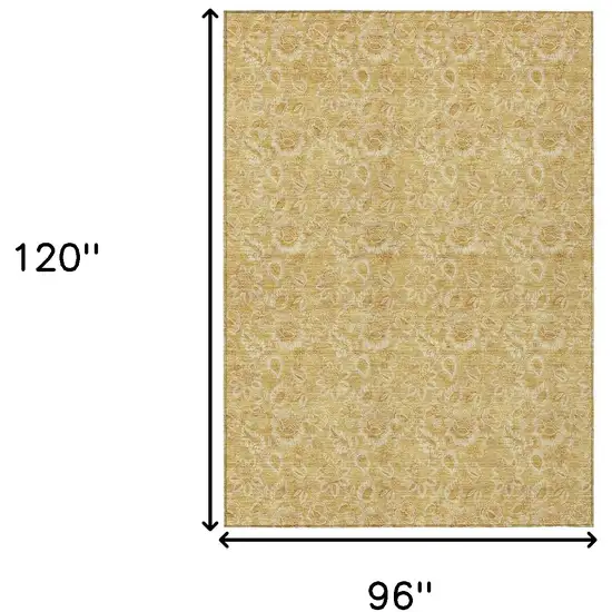 Gold And Wheat Floral Washable Indoor Outdoor Area Rug Photo 7
