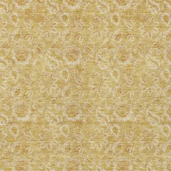 Gold And Wheat Floral Washable Indoor Outdoor Area Rug Photo 5