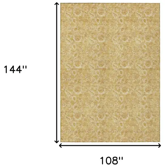 Gold And Wheat Floral Washable Indoor Outdoor Area Rug Photo 3