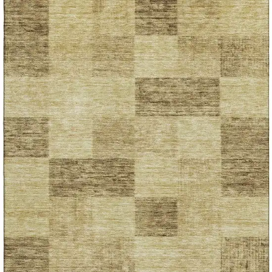 Gold And Wheat Geometric Washable Area Rug With UV Protection Photo 4