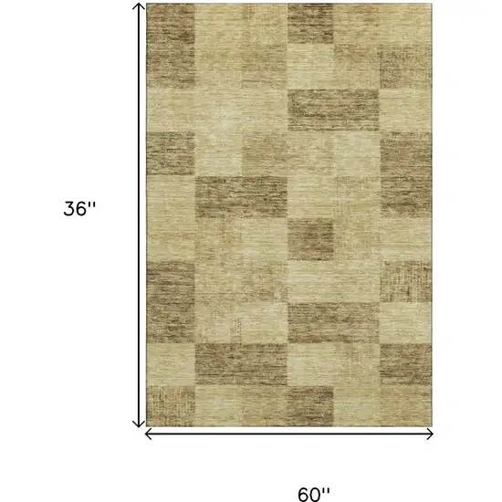 Gold And Wheat Geometric Washable Area Rug With UV Protection Photo 9