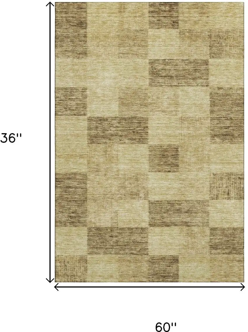 Gold And Wheat Geometric Washable Area Rug With UV Protection Photo 9
