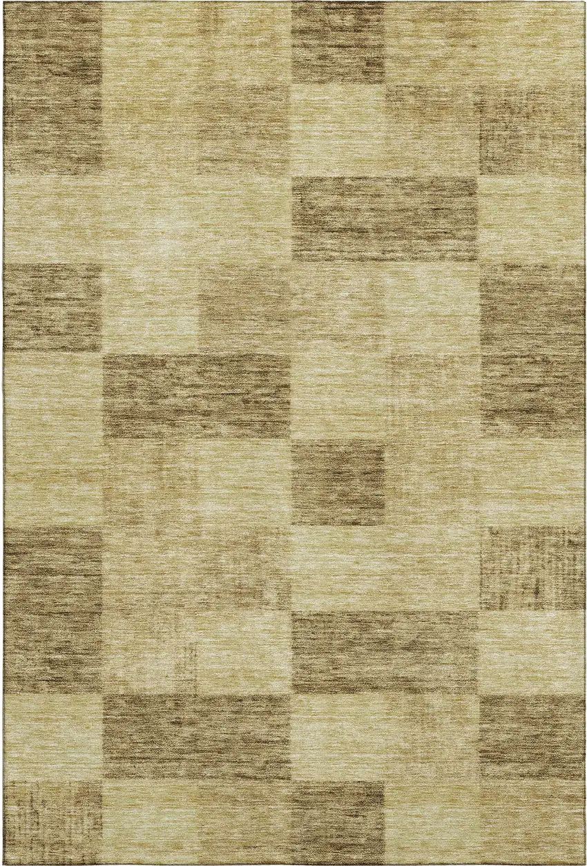 Gold And Wheat Geometric Washable Area Rug With UV Protection Photo 3