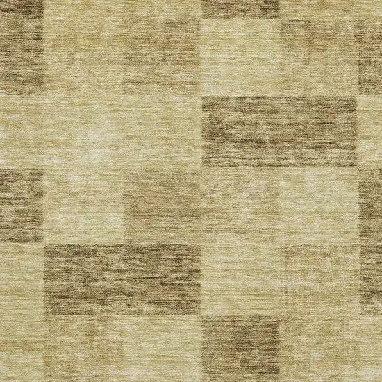 Gold And Wheat Geometric Washable Area Rug With UV Protection Photo 3