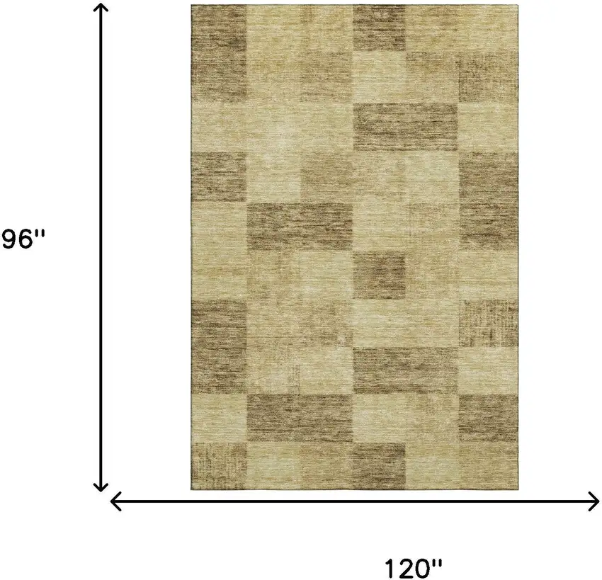 Gold And Wheat Geometric Washable Area Rug With UV Protection Photo 7