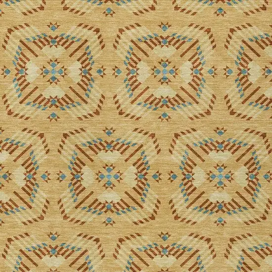 Gold And Wheat Geometric Washable Indoor Outdoor Area Rug Photo 3
