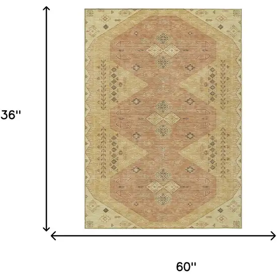 Gold And Wheat Geometric Washable Indoor Outdoor Area Rug Photo 7