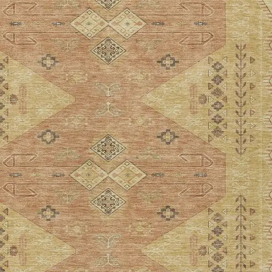 Gold And Wheat Geometric Washable Indoor Outdoor Area Rug Photo 3