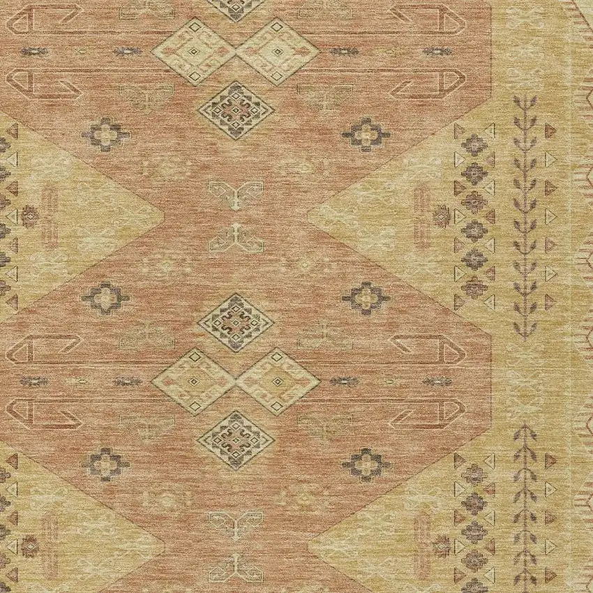 Gold And Wheat Geometric Washable Indoor Outdoor Area Rug Photo 3
