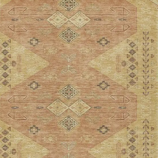 Gold And Wheat Geometric Washable Indoor Outdoor Area Rug Photo 3