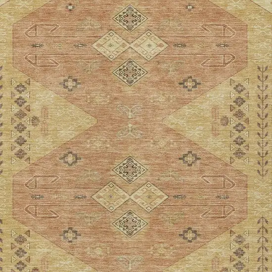 Gold And Wheat Geometric Washable Indoor Outdoor Area Rug Photo 3