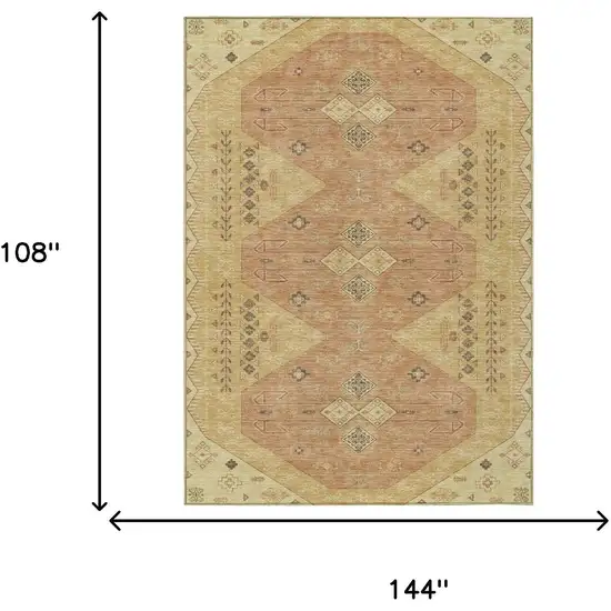 Gold And Wheat Geometric Washable Indoor Outdoor Area Rug Photo 7