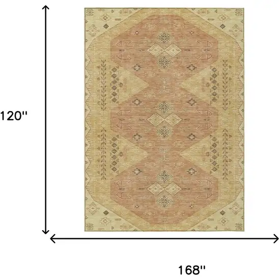 Gold And Wheat Geometric Washable Indoor Outdoor Area Rug Photo 7