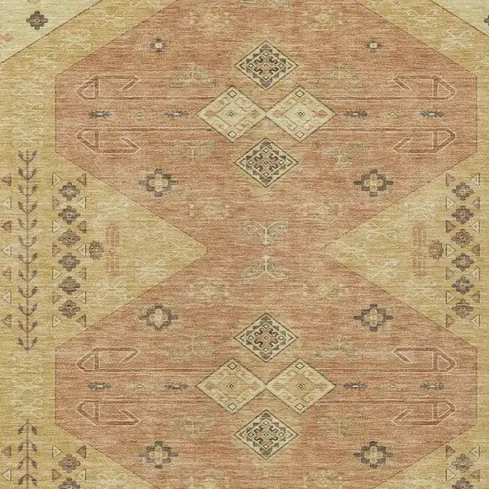 Gold And Wheat Geometric Washable Indoor Outdoor Area Rug Photo 3