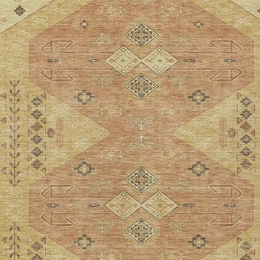 Gold And Wheat Geometric Washable Indoor Outdoor Area Rug Photo 3