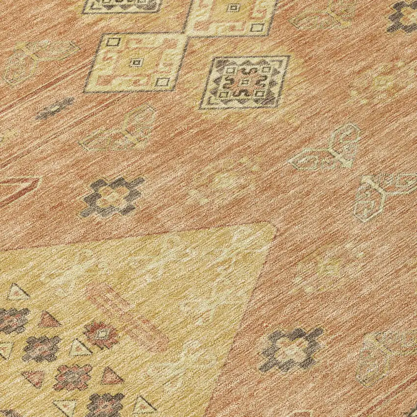 Gold And Wheat Geometric Washable Indoor Outdoor Area Rug Photo 6