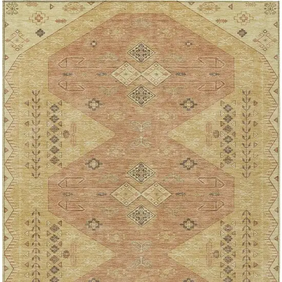 Gold And Wheat Geometric Washable Indoor Outdoor Area Rug Photo 4