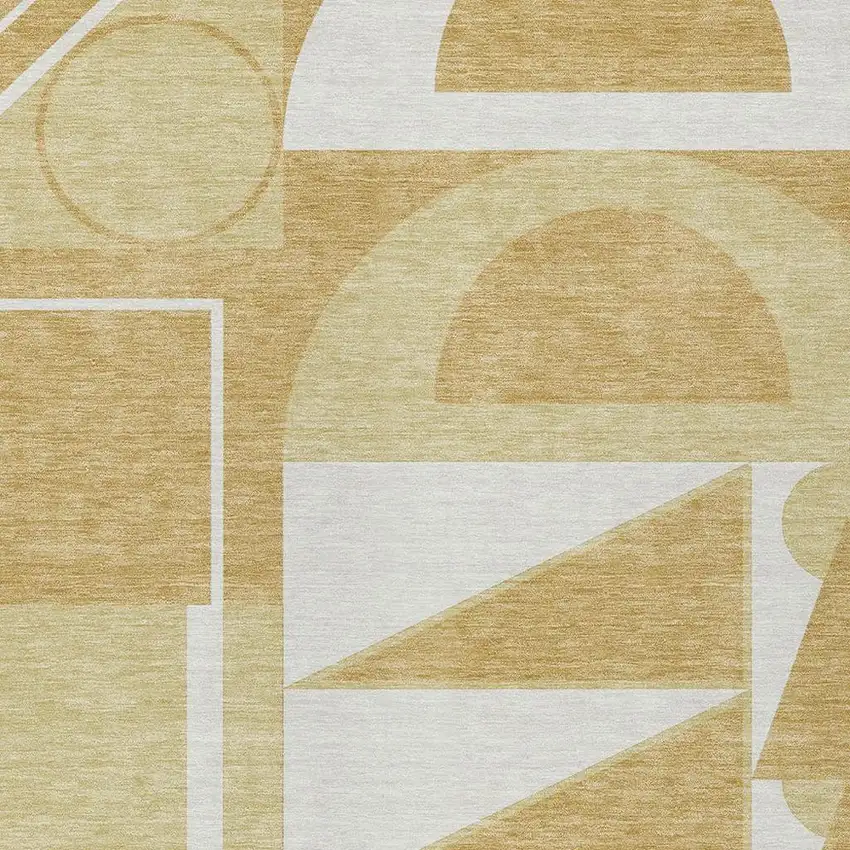 Gold And Wheat Geometric Washable Indoor Outdoor Area Rug Photo 4