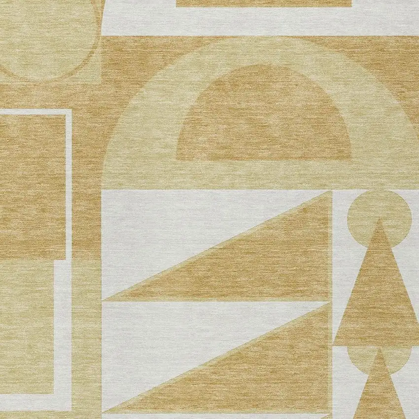 Gold And Wheat Geometric Washable Indoor Outdoor Area Rug Photo 2