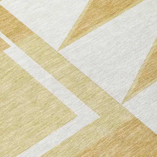 Gold And Wheat Geometric Washable Indoor Outdoor Area Rug Photo 5
