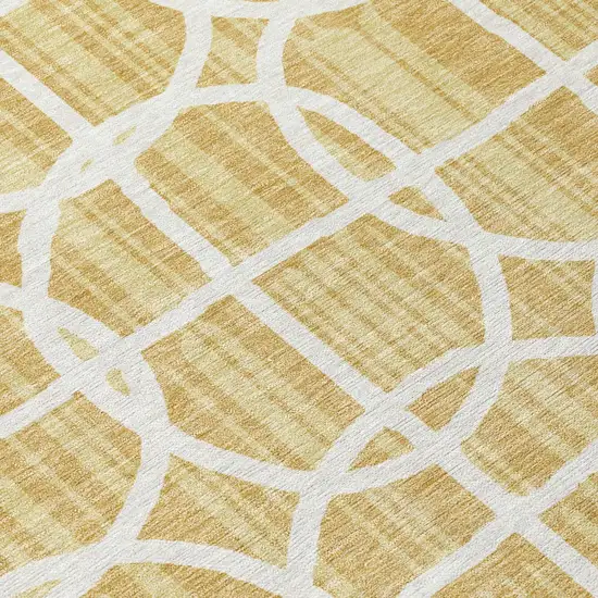 Gold And Wheat Geometric Washable Indoor Outdoor Area Rug Photo 4