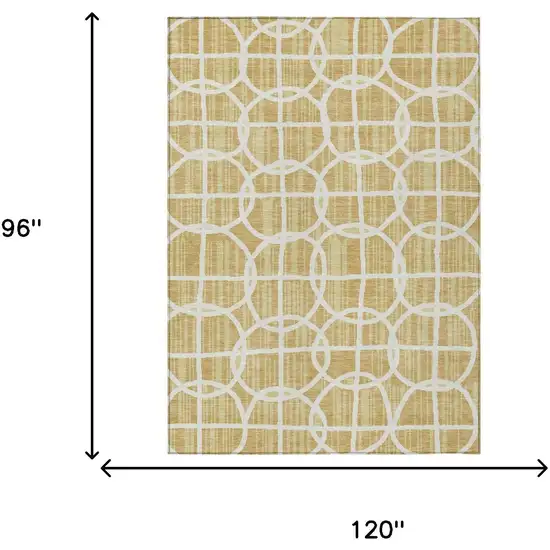 Gold And Wheat Geometric Washable Indoor Outdoor Area Rug Photo 5