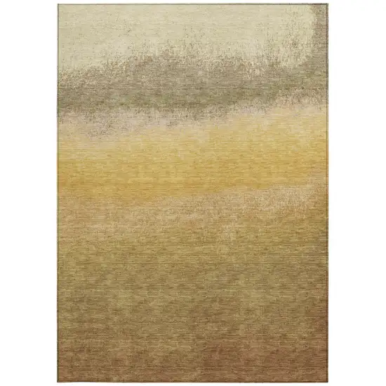 Gold And Wheat Ombre Washable Indoor Outdoor Area Rug Photo 9