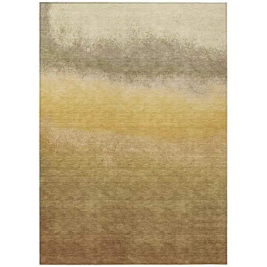 Gold And Wheat Ombre Washable Indoor Outdoor Area Rug Photo 8